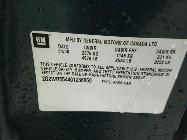 2G2WR554461236869 - 2006 PONTIAC GRAND PRIX BLUE photo 10