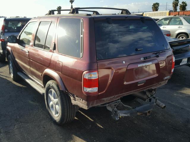 JN8DR07X41W507366 - 2001 NISSAN PATHFINDER BURGUNDY photo 3