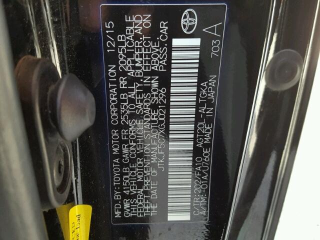 JTKJF5C7XGJ021296 - 2016 TOYOTA SCION TC 黑色 照片 10