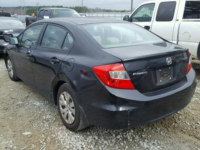 19XFB2F57CE093985 - 2012 HONDA CIVIC LX BLACK photo 3