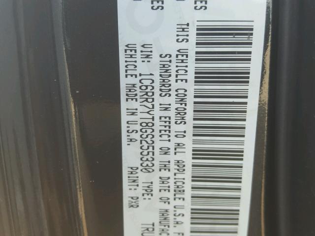 1C6RR7YT8GS255330 - 2016 RAM 1500 REBEL შავი ფოტო 10