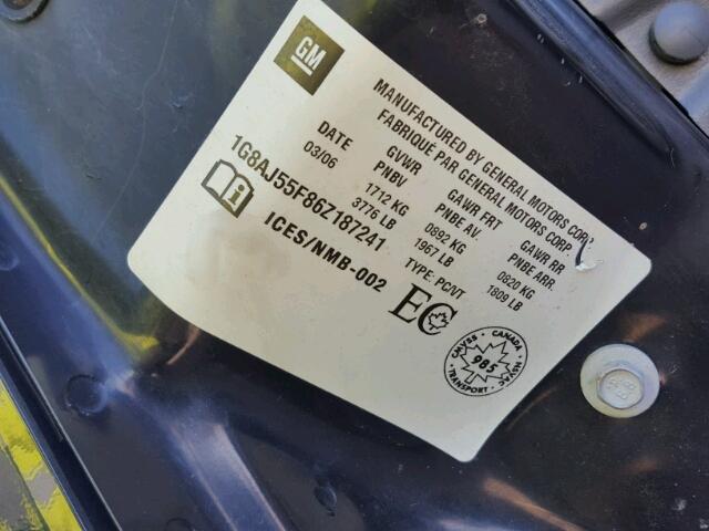 1G8AJ55F86Z187241 - 2006 SATURN ION LEVEL BLACK photo 10