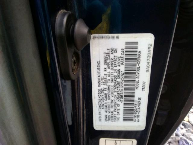 4T1BE32K12U525327 - 2002 TOYOTA CAMRY LE BLUE photo 10