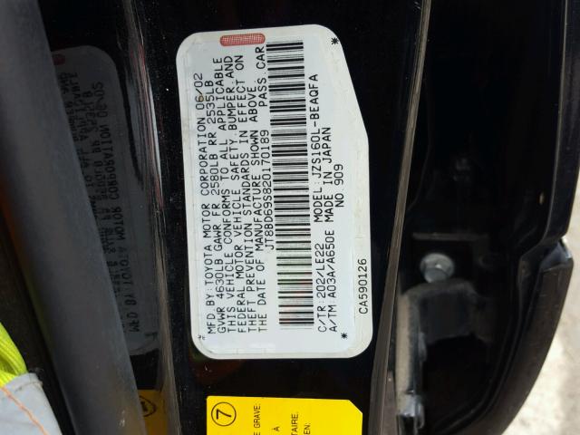 JT8BD69S820170189 - 2002 LEXUS GS 300 BLACK photo 10