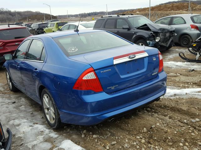 3FAHP0CG1BR104285 - 2011 FORD FUSION SEL BLUE photo 3