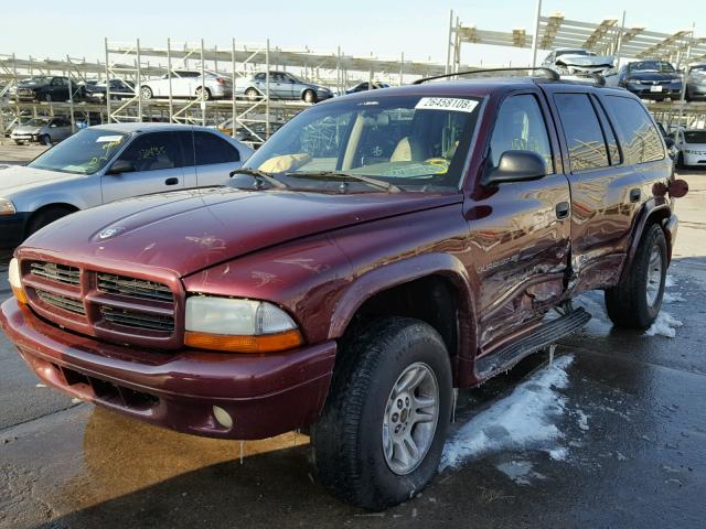 1B4HS28N81F578013 - 2001 DODGE DURANGO MAROON photo 2