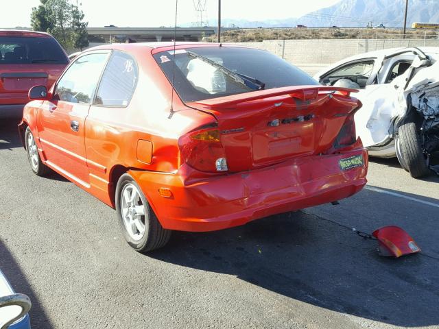 KMHCG35C53U260142 - 2003 HYUNDAI ACCENT GL RED photo 3