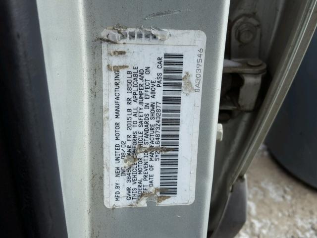 5Y2SL64873Z432877 - 2003 PONTIAC VIBE SILVER photo 10