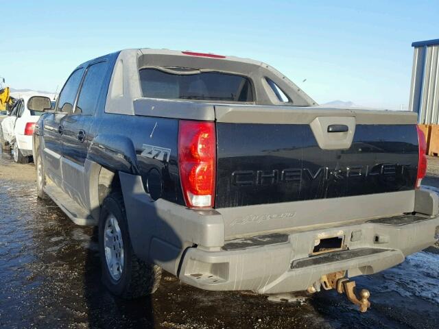 3GNEK13T62G341114 - 2002 CHEVROLET AVALANCHE BLACK photo 3