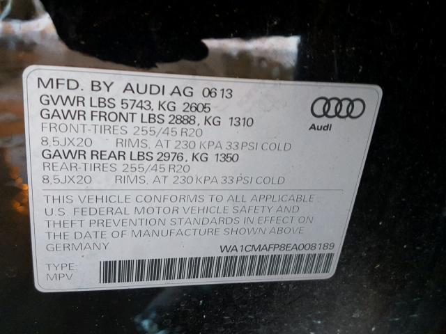 WA1CMAFP8EA008189 - 2014 AUDI Q5 TDI BLACK photo 10