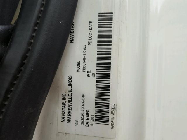 3HSDJSJR2CN378346 - 2012 INTERNATIONAL PROSTAR أبيض صورة 10