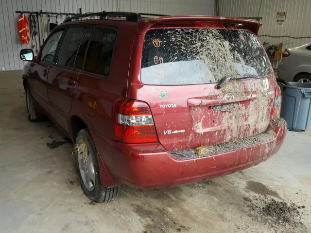 JTEEP21A940026358 - 2004 TOYOTA HIGHLANDER MAROON photo 3