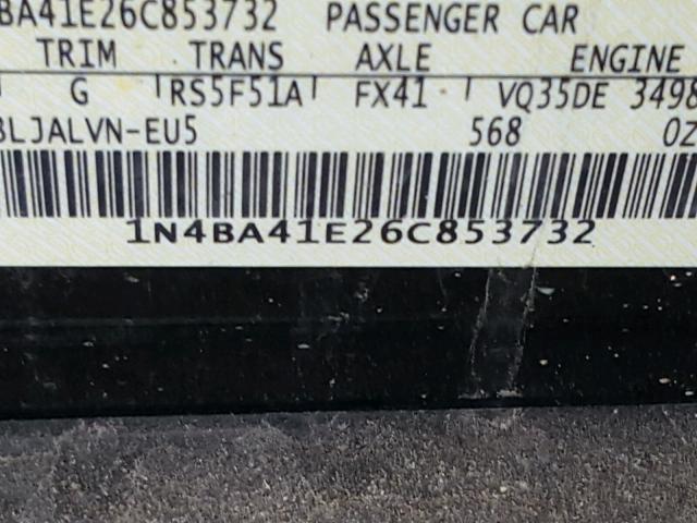 1N4BA41E26C853732 - 2006 NISSAN MAXIMA SE BLACK photo 10