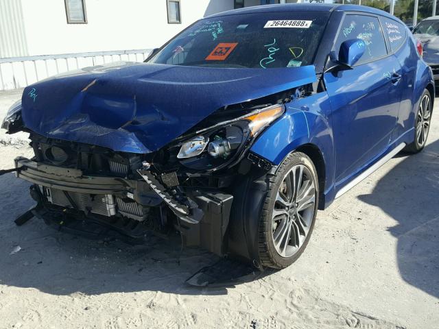 KMHTC6AE7GU286347 - 2016 HYUNDAI VELOSTER T BLUE photo 2