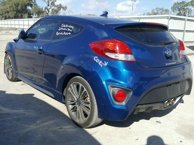 KMHTC6AE7GU286347 - 2016 HYUNDAI VELOSTER T BLUE photo 3