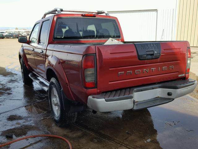 1N6ED27Y01C319316 - 2001 NISSAN FRONTIER C RED photo 3