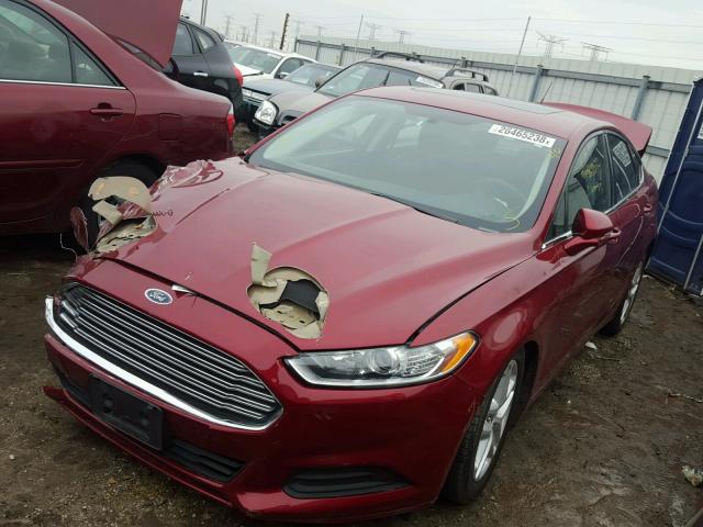 3FA6P0H71GR141148 - 2016 FORD FUSION SE RED photo 2