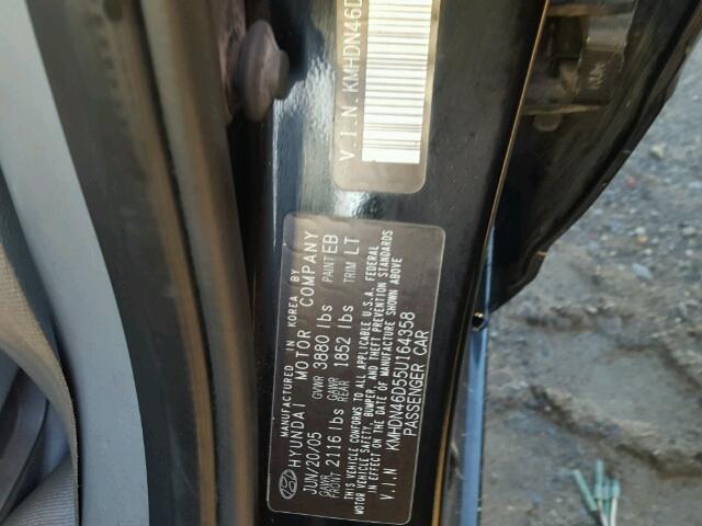 KMHDN46D55U164358 - 2005 HYUNDAI ELANTRA GL BLACK photo 10