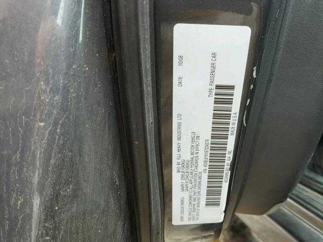 4S3BL616197224579 - 2009 SUBARU LEGACY 2.5 GRAY photo 10