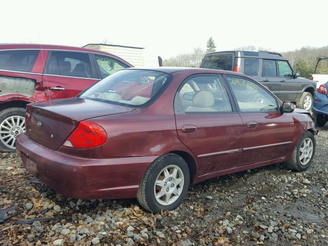 KNAFB121825123466 - 2002 KIA SPECTRA BA RED photo 4