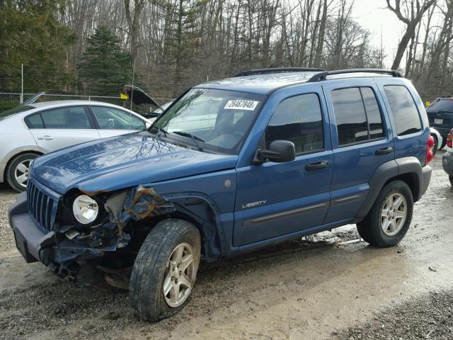 1J4GL48K44W183998 - 2004 JEEP LIBERTY SP BLUE photo 2