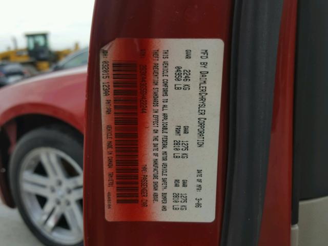 2B3KA43G56H422244 - 2006 DODGE CHARGER SE RED photo 10