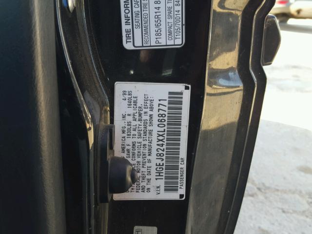 1HGEJ824XXL068771 - 1999 HONDA CIVIC EX შავი ფოტო 10