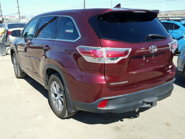 5TDBKRFH3ES049766 - 2014 TOYOTA HIGHLANDER MAROON photo 3