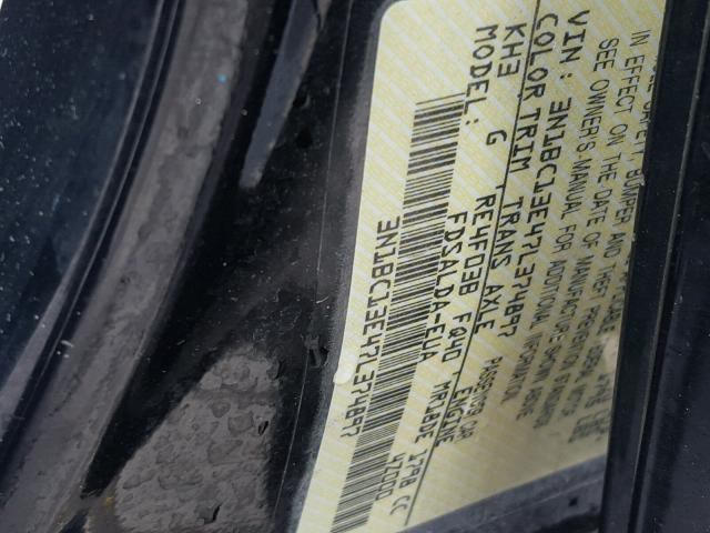 3N1BC13E47L374897 - 2007 NISSAN VERSA S BLACK photo 10