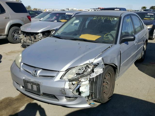 2HGES16675H542055 - 2005 HONDA CIVIC LX SILVER photo 2