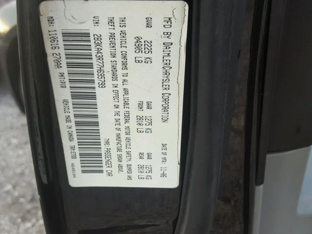 2B3KA43R77H695799 - 2007 DODGE CHARGER SE BLACK photo 10