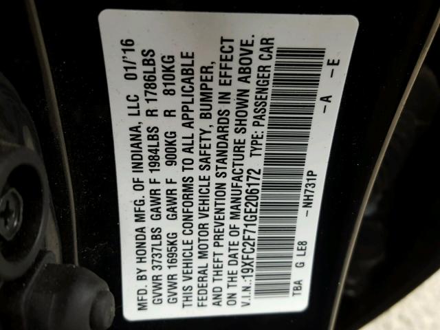 19XFC2F71GE206172 - 2016 HONDA CIVIC EX Qara foto 10