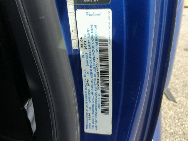 3VWBK31C85M405537 - 2005 VOLKSWAGEN NEW BEETLE 蓝色 照片 10