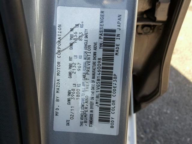 JM1BL1VG5B1460098 - 2011 MAZDA 3 I SILVER photo 10