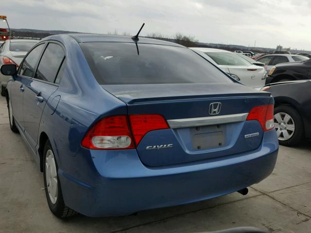 JHMFA3F29AS006286 - 2010 HONDA CIVIC HYBR BLUE photo 3