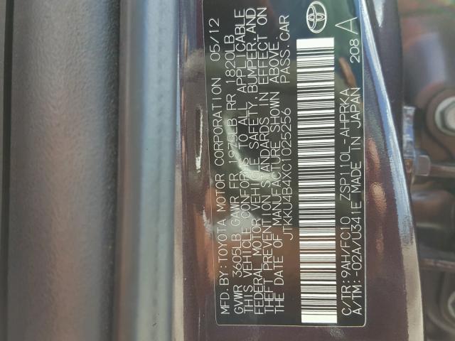 JTKKU4B4XC1025256 - 2012 TOYOTA SCION XD PURPLE photo 10