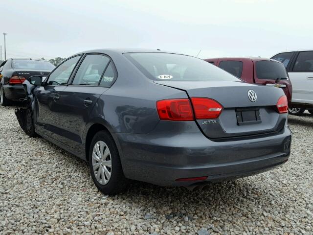 3VW1K7AJ1BM387475 - 2011 VOLKSWAGEN JETTA BASE GRAY photo 3