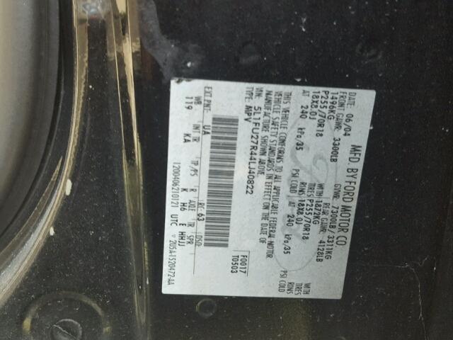 5L1FU27R44LJ40822 - 2004 LINCOLN NAVIGATOR შავი ფოტო 10