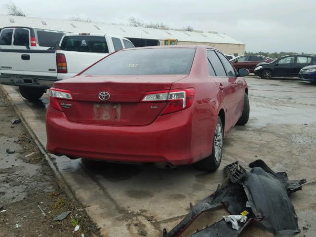 4T4BF1FK5DR279421 - 2013 TOYOTA CAMRY L RED photo 4