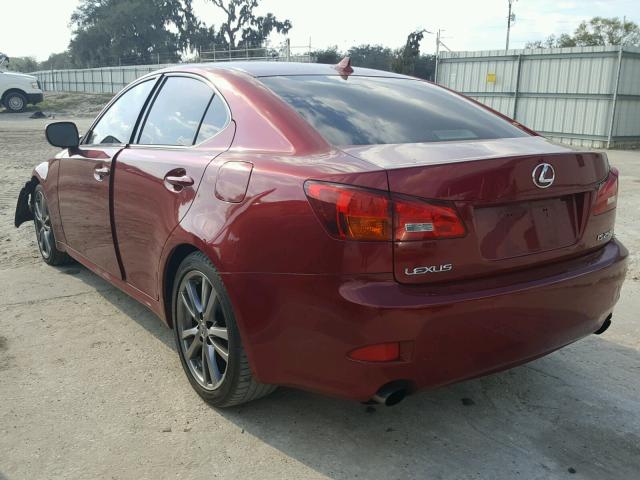 JTHBK262372041517 - 2007 LEXUS IS 250 RED photo 3