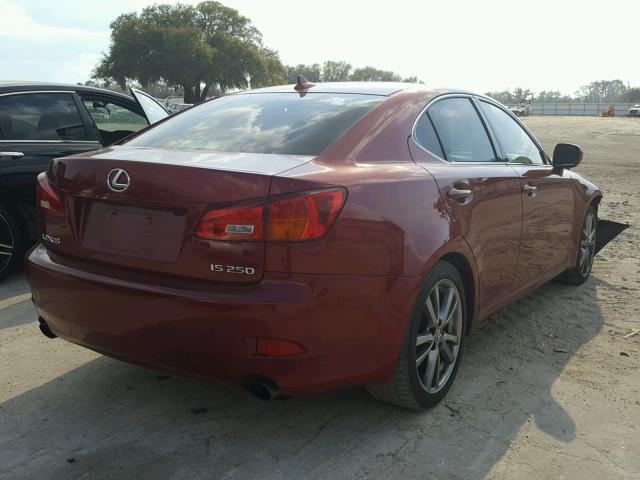 JTHBK262372041517 - 2007 LEXUS IS 250 RED photo 4