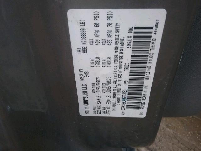 3D7KS28DX8G233421 - 2008 DODGE RAM 2500 S GRAY photo 10