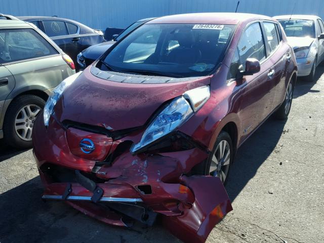 1N4AZ0CP0DC402467 - 2013 NISSAN LEAF S RED photo 2