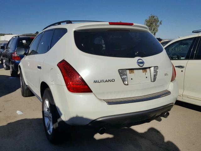 JN8AZ08T07W505556 - 2007 NISSAN MURANO SL WHITE photo 3