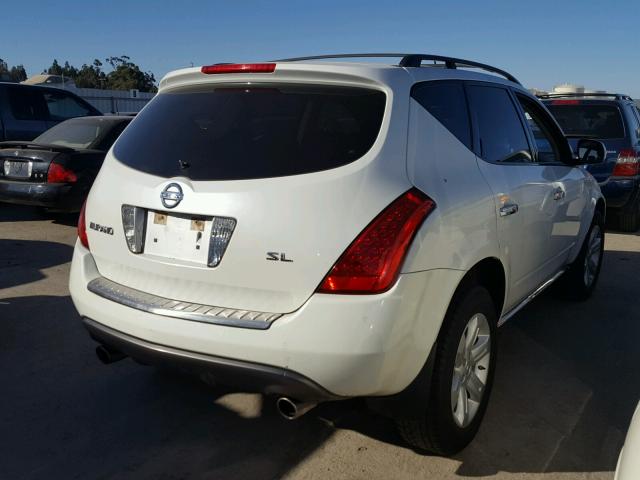 JN8AZ08T07W505556 - 2007 NISSAN MURANO SL WHITE photo 4