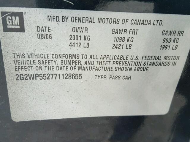 2G2WP552771128655 - 2007 PONTIAC GRAND PRIX BLACK photo 10