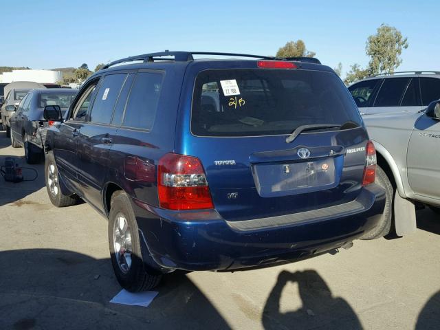 JTEDP21A040017284 - 2004 TOYOTA HIGHLANDER BLUE photo 3