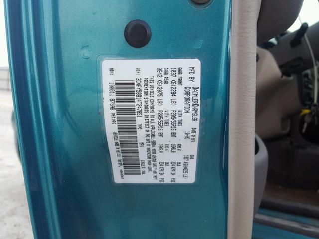 3C4FY58B14T247851 - 2004 CHRYSLER PT CRUISER TEAL photo 10