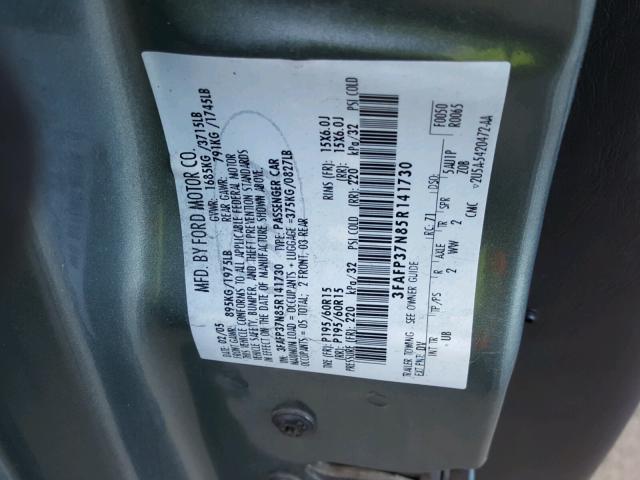 3FAFP37N85R141730 - 2005 FORD FOCUS ZX5 GRAY photo 10