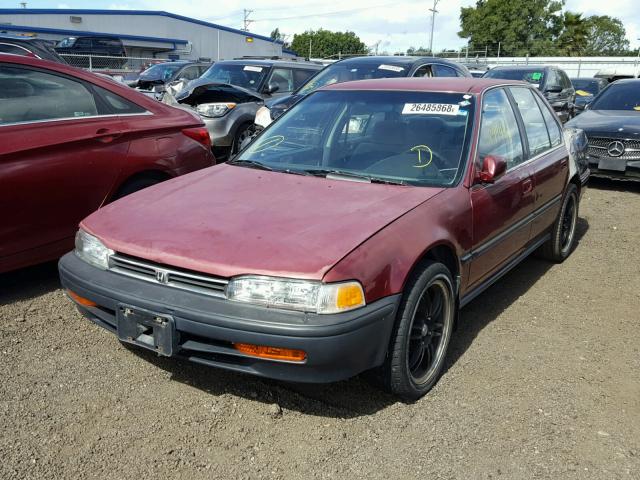 JHMCB7651PC001376 - 1993 HONDA ACCORD LX BURGUNDY photo 2